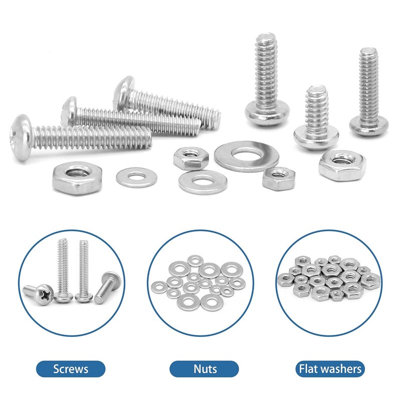 SATANTECH 700Pcs Nuts and Bolts Assortment Kit, 4-40#6-32#8-32#10-24 Phillips Pan Head Assortment Stainless Steel Bolts Nuts Flat Washers Nuts Bolts with Case - Image 2